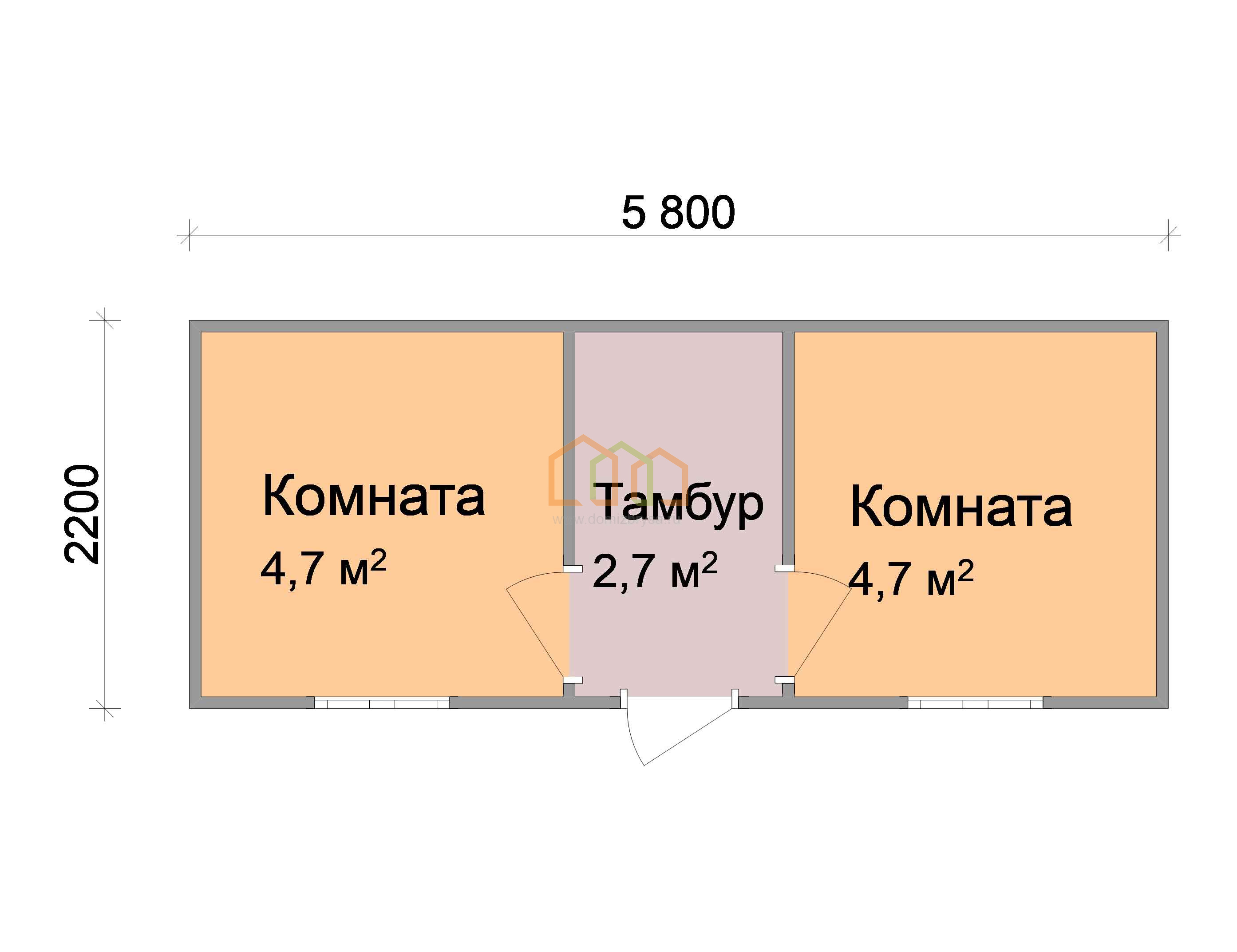 Дачная бытовка 2-х комнатная Лилия - 1 (С) 5.8x2.2 Площадь: 12.76 м² со  сборкой на участке под ключ в Отрадном и области